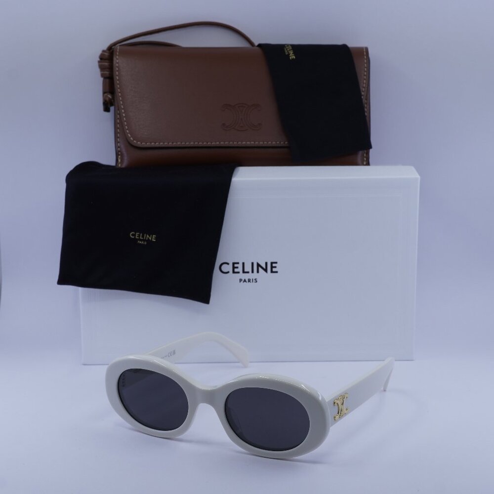 Celine CL40194U 25A Oval Sunglasses–Ivory\Smoke